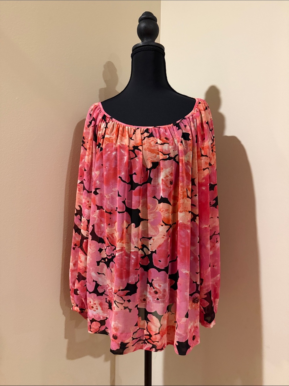 CAbi Pink Floral Off-The-Shoulder Blouse
